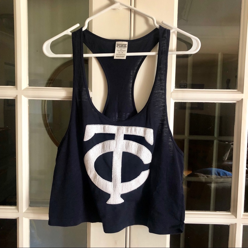 PINK Twins baseball crop tank